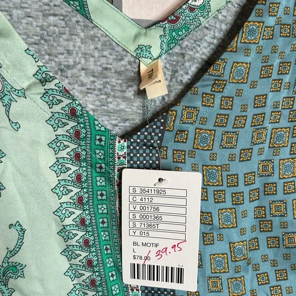 NWT Anthropologie Tiny Green Patterned Mixed Media Top - Picture 2 of 4